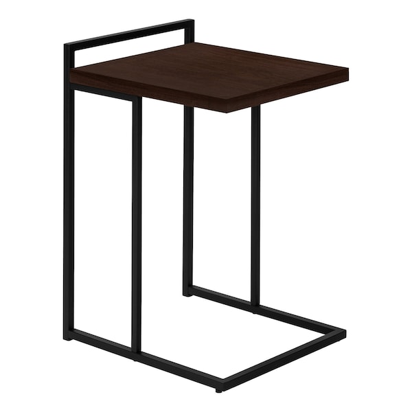 Accent Table, C-shaped, End, Side, Snack, Living Room, Bedroom, Metal, Laminate, Brown, Black